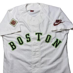 Vintage Early 90s Nike Boston Celtics White Baseball Jersey Men’s Sz M NBA MLB